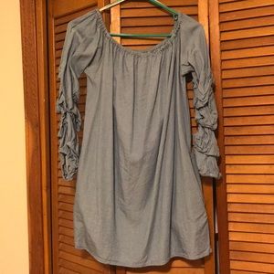 Cute off the shoulder denim dress